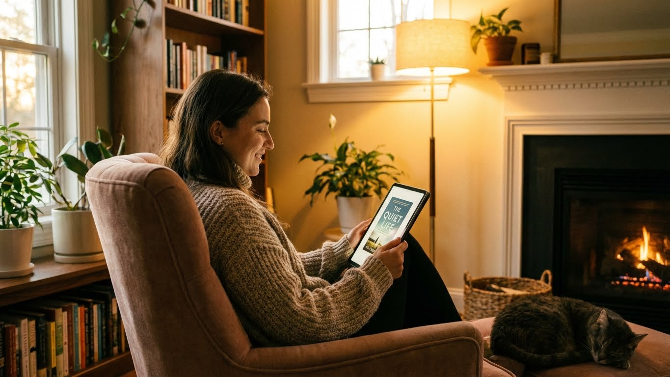 Person reading on tablet
